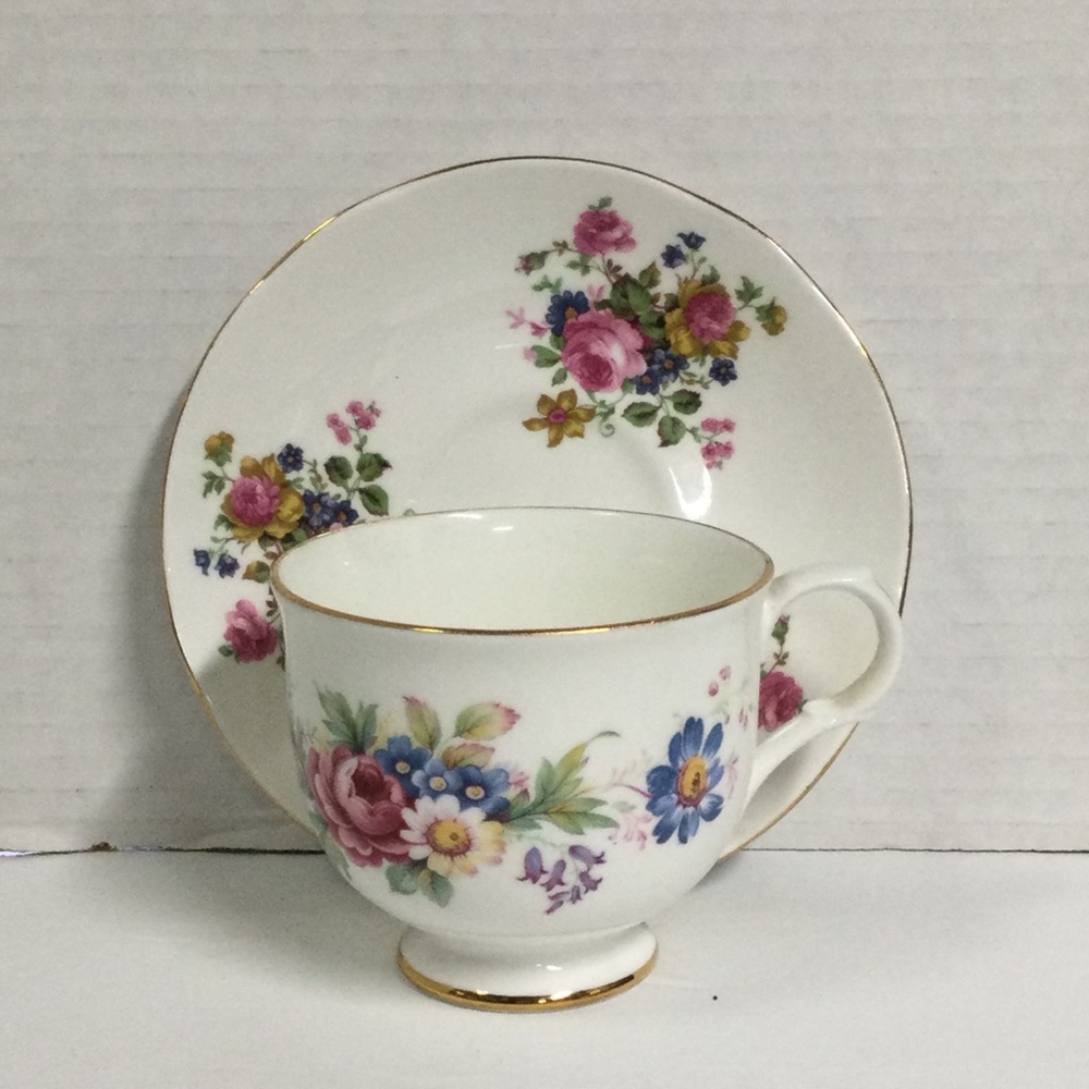 Wellington Sadler Vintage Pink Floral Bone China Teacup & Saucer